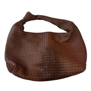 Large Elegant Brown Woven Hobo Bag